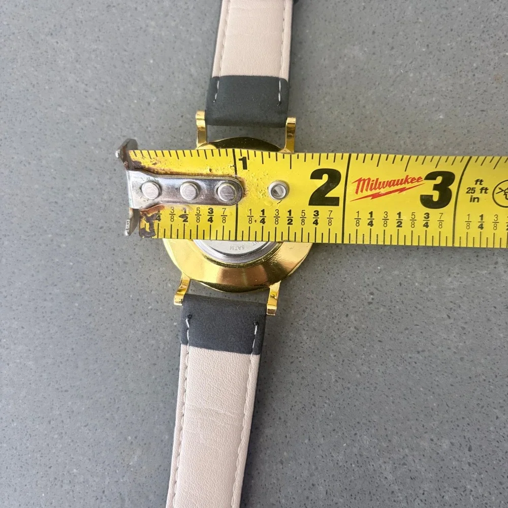 Larsson & Jennings Swiss Made Gold Black Leather Watch 5ATM needs battery